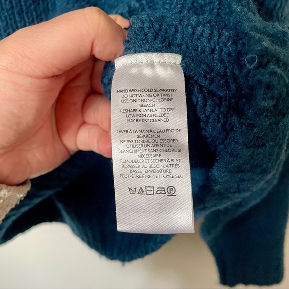 Anthropologie Chunky Knit Boatneck Sweater Teal Size Extra Small - Picture 7 of 8